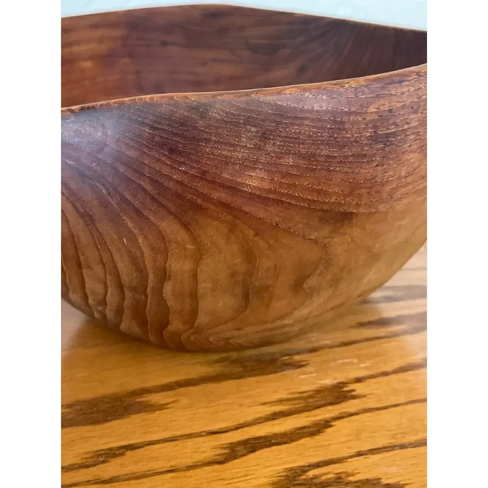 MCM HAND CARVED TEAK WOOD BOWL LARGE